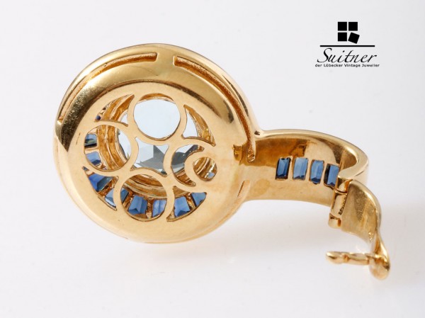 Buchwald Anhänger Blautopas Saphire 750 Gold HPB Frankfurt XL