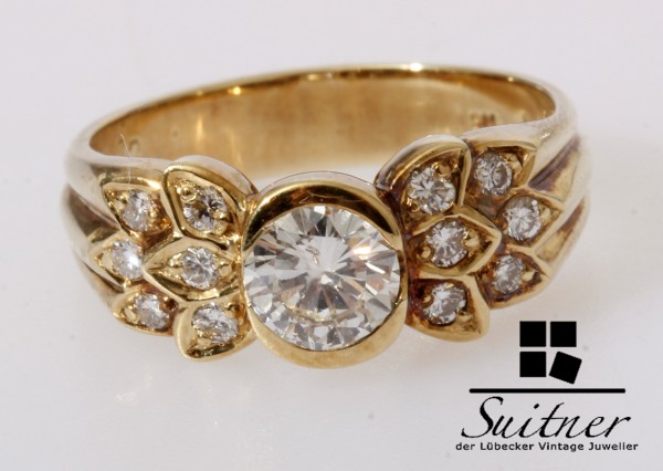 wertvoller 0,92ct Brillant Ring 585 Gold Gr. 55 Unikat Wesselton Verlobung