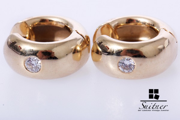 große moderne Brillant Creolen zus. ca. 0,16ct TW / VS 585 Gold
