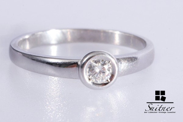 Brillant Ring Solitär mit ca. 0,17 ct 585 Weißgold Gr. 56 Verlobungsring