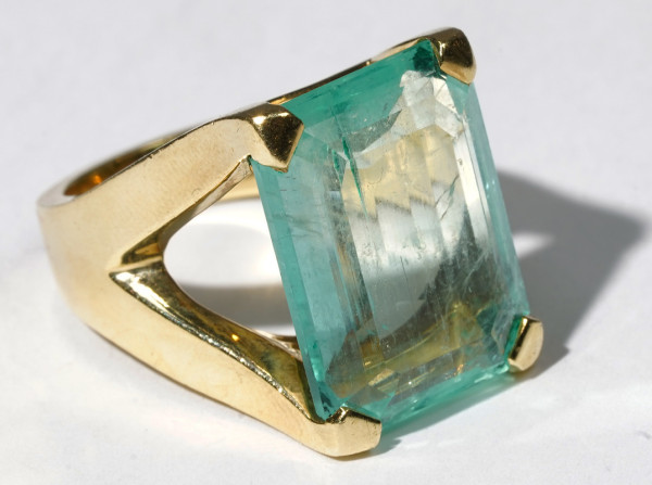 Vintage 20ct. Smaragd Ring aus 750 Gold Unikat Emerald Cut Gr. 54