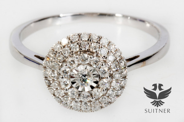 toller 0,61ct. Cocktail Brillant Ring aus 750 Weißgold Gr. 58 modernes Design