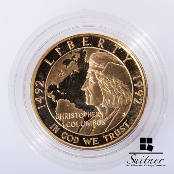 5 Dollar 1992 Goldmünze PP 500 Jahre Entdeckung durch Columbus