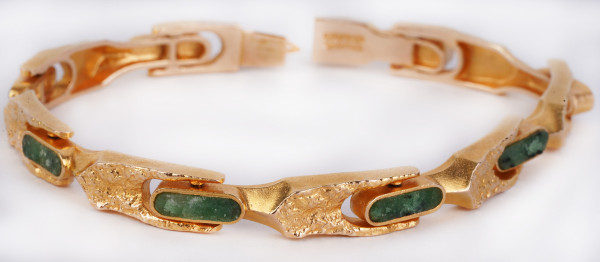 seltenes Lapponia Armband Namban aus 585 Gold mit grünem Zoisit C8 18 cm