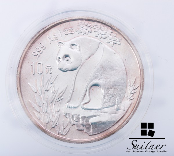 10 Yuan 1993 Panda aus Silber Münze 1 Oz Unze Ounce RAR China