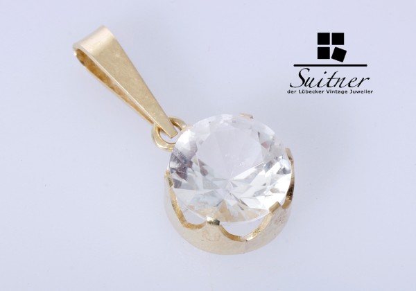 Schöner Modernistischer Anhänger in 585er Gold mit Bergkristall aus Wien