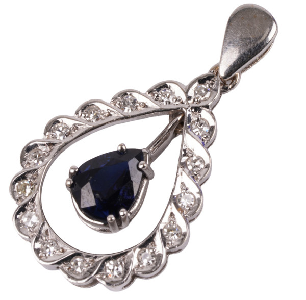 zeitloser Saphir Diamant Anhänger aus 750 Weißgold - ovales Design