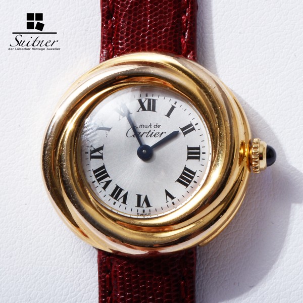 Cartier Trinity Vermeil Damen Quarz Uhr Silber / vergoldet