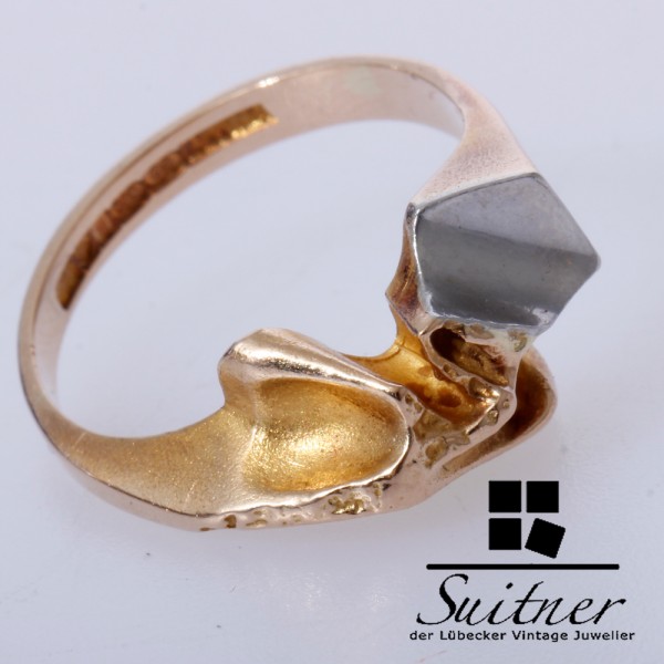 Lapponia Ring aus 585 Gold und Weißgold Nugget Gr. 50