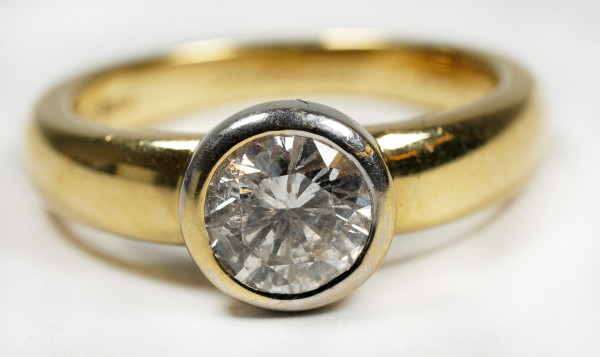 wertvoller 1,40ct. Solitär Ring aus 585 Gold sehr großer Diamant RG 57