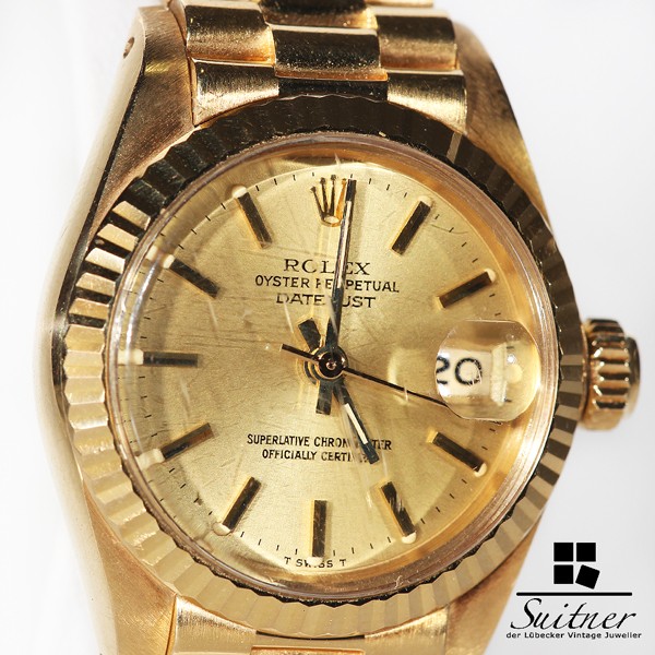 Rolex Datejust Lady 750 Gold mit President Armband - 1982 mit Beleg