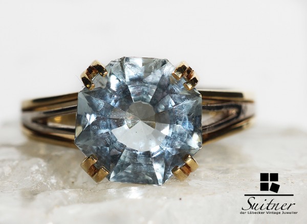 heller Aquamarin Ring ca. 4,9 ct. augenrein 585 Gold