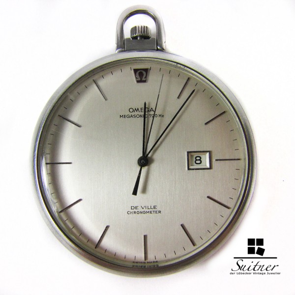 Omega de Ville Megasonic 720 Hz Taschenuhr Bergbau Chronometer extrem selten