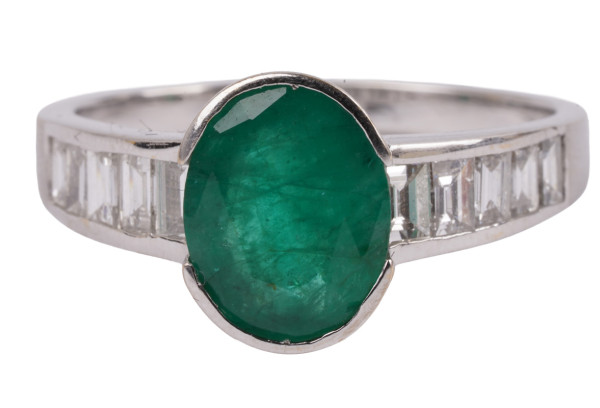 wertvoller 3,08ct Smaragd Diamant Ring 750 Weißgold Gr. 59,5 Unikat Solitär