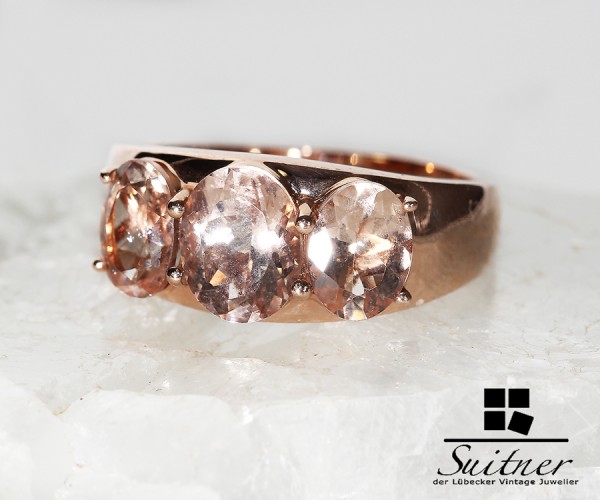 feiner Luxus Ring 585 Roségold Beryll Morganit Rose Gold XL Pink