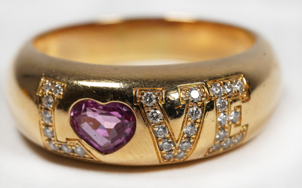 Chopard Love Ring 750 Gold mit Herz Rubin und Diamanten sehr selten RG63