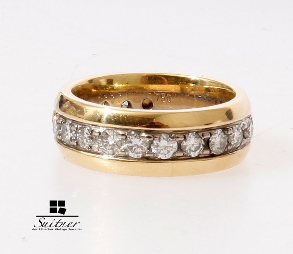 Brillant Memorie Ring 750 Gold Weißgold Gr. 55 Memory