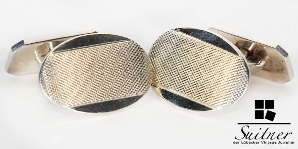 Art Deco Manschettenknöpfe aus 835 Silber und Gold Goldfront oval Cuff Links