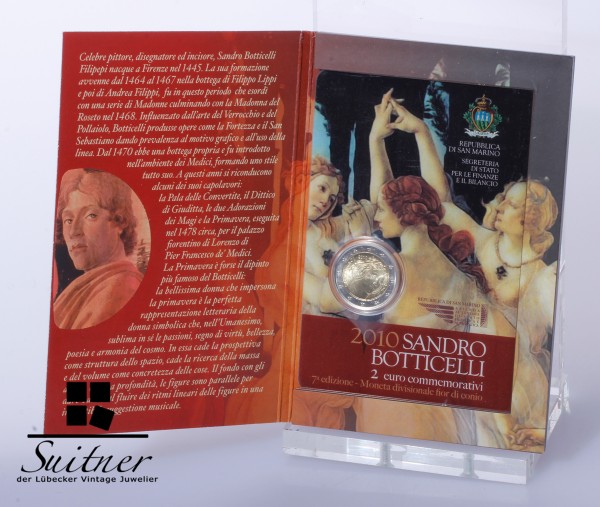 San Marino 2,- Euro Botticelli 2010 R Originalverpackung selten