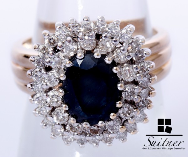 enormer Saphir Ring Brillanten 585 Gold Gr. 54 - ca. 2,70ct.