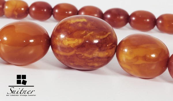 antike Bernstein Butterscotch Oliven Kette - real Amber big Prayer Beads