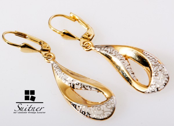 Amor Ohrhänger aus 750 Gelbgold Weißgold