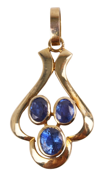 wertvoller Jugendstil 1,74ct. Saphir Anhänger 750 Gold floral Burma