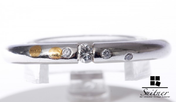Spannring mit Brillanten aus Platin und Feingold