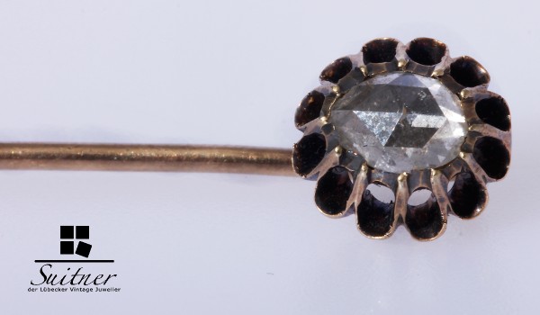 Antike Diamanten Anstecknadel mit ca. 0,50ct Halbkaräter