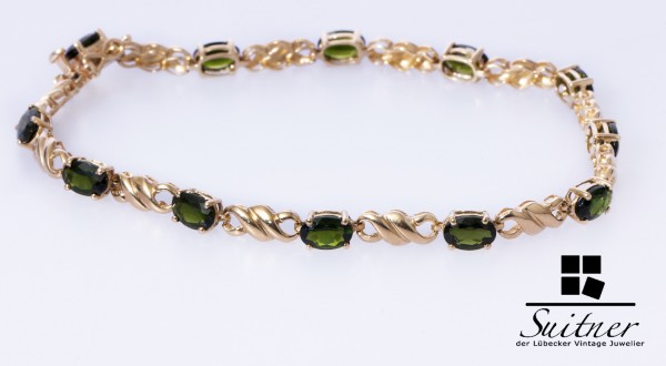 Juwelen Armband aus Gold Apfelgrüner Peridot traumhaft grüne Steine