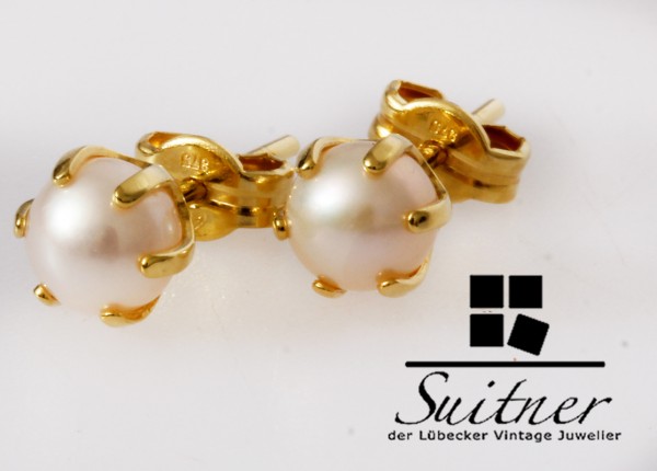 Perlen Ohrstecker in Gold Klassiker mit Zuchtperlen - modern