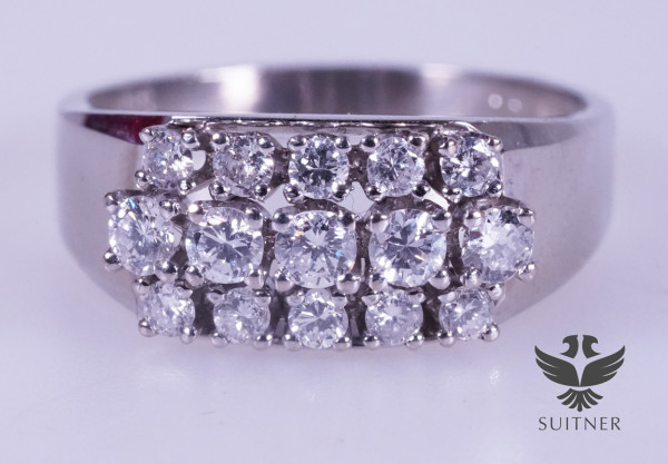 Vintage Cluster Ring mit 0,75ct Brillanten 585 Weißgold Gr. 56 Top Wesselton E