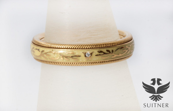 Wellendorff Ring Fantasie Vanille aus 750 Gold emailliert mit Brillant RG 56
