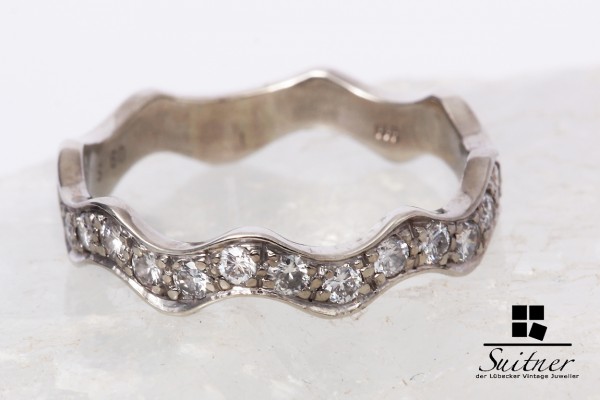 585 Weißgold Brillant Ring zus. ca. 0,28 ct modern Gr. 57
