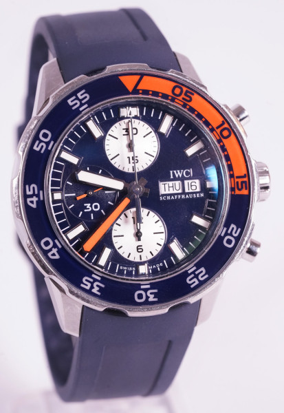 IWC Aquatimer Chronograph iw376704 44mm Diver Luxusuhr Blue Orange Date