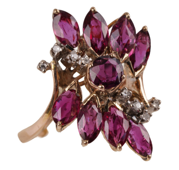 wertvoller 2,75ct. Cocktail Ring Rubin Diamant 585 Gold Gr. 55 Pigeons Ruby Red
