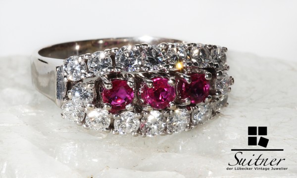 antiker Brillant und Rubin Ring aus Weißgold Art Deco