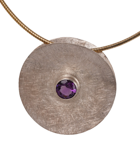 Unikat 2,00ct. Amethyst Collier aus 925 Silber vergoldet Länge ca. 42cm Lübeck