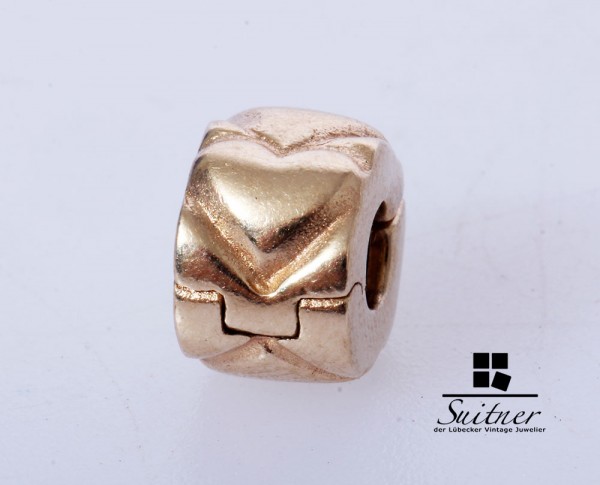 Pandora Charm Stopper Clip 585 Gold Herz Herzen