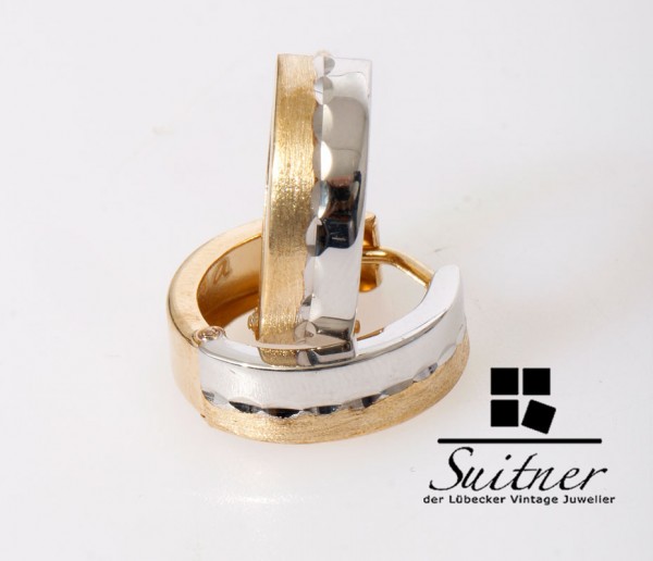 große moderne Gold Weißgold Creolen Ohrschmuck Neu Ohrringe