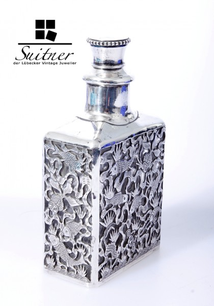 Sehr schöner chinesischer Flakon - 925er Silber und Glas, um 1900