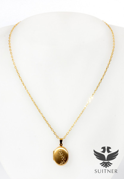Halskette, 375er Gelbgold, Medaillon