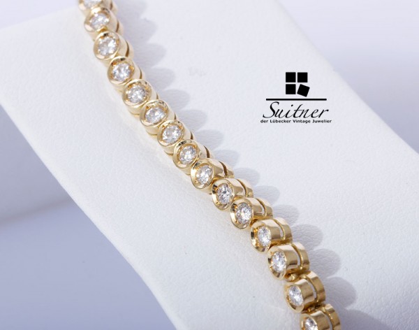 modernes Tennisarmband mit 48 Brillanten 750 Gold 18cm Armband