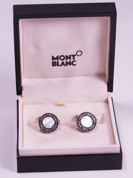 Montblanc tolle Manschettenknöpfe mit Perlmutt / Mother of Pearl im Etui