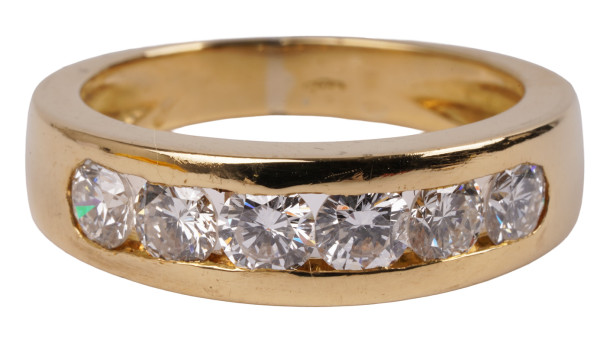 moderner 1,50ct. Memorie Ring mit 6 Brillanten 750 Gold Gr. 54 Kanalfassung Luxus