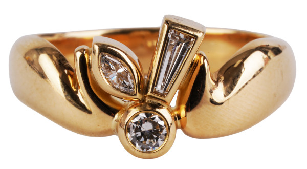 massiver Unikat Brillant Diamant Ring aus 750 Gold Gr.55 Trapez Navette