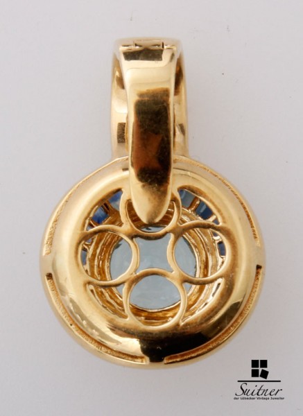 Buchwald Anhänger Blautopas Saphire 750 Gold HPB Frankfurt XL