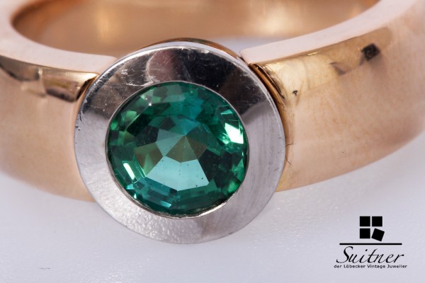Turmalin Ring 1,50 ct 750 Gelbgold Gr. 54 massiv und klassisch