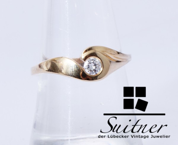 moderner Brillantring mit 0,15ct Brillant aus 585 Gold Gr. 54 Design Ring