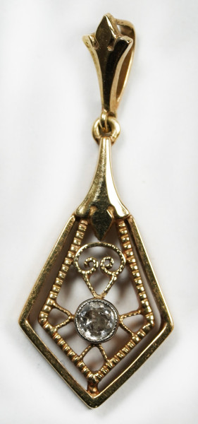 antiker Jugendstil Anhänger mit Altschliff Diamant aus 585 Gold Millgriff Fassung